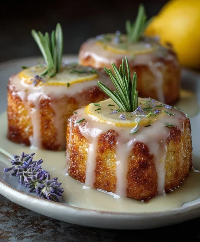 Mini Lemon Cakes With Lavender Glaze