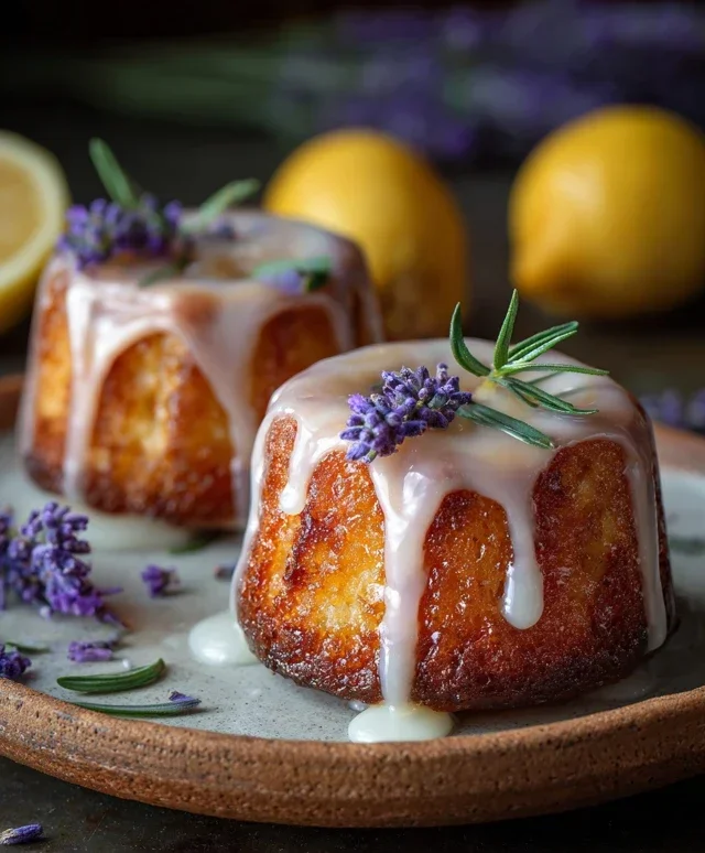Mini Lemon Cakes With Lavender Glaze