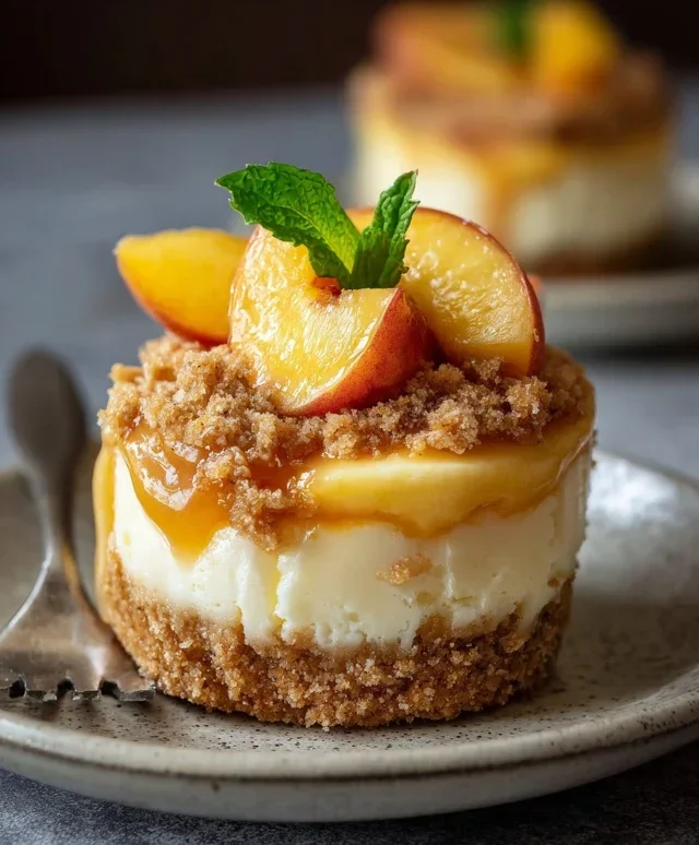 Stuffed Peach Cobbler Mini Cheesecake
