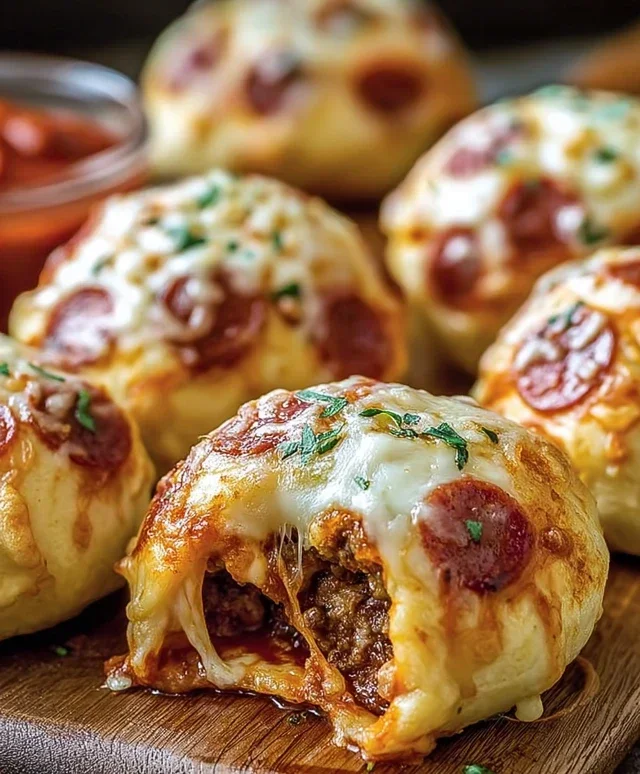 Cheesy Beef Beef Pepperoni Pizza Bombs Recipe