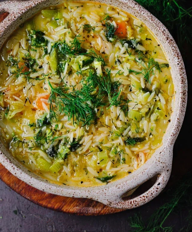 Orzo Leek and Dill Soup
