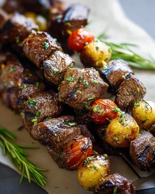 Rosemary Garlic Steak Kebabs