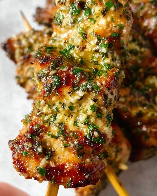 Garlic Parmesan Chicken Skewers