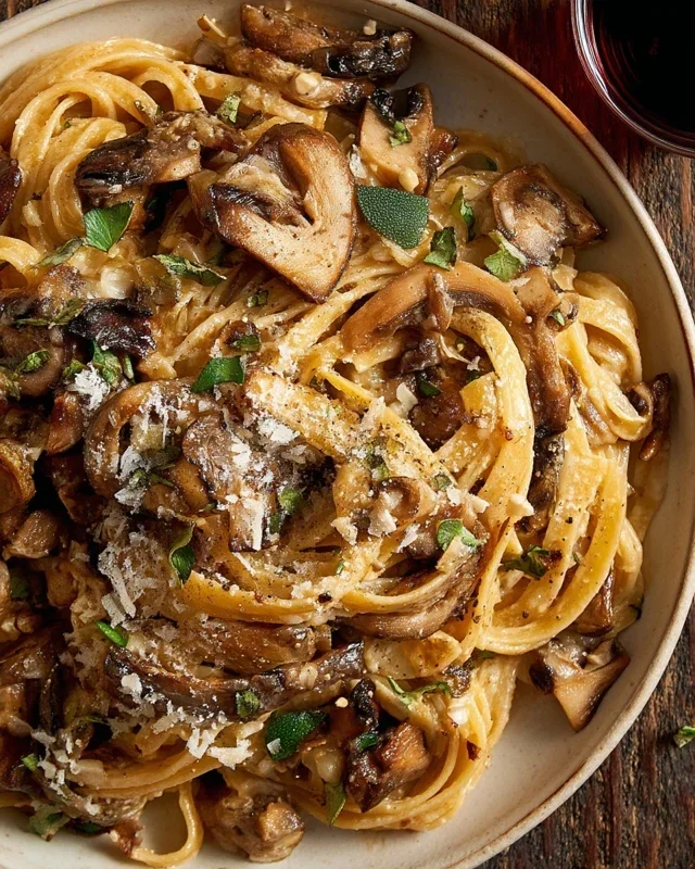 Caramelized Leek and Mushroom Gruyere Pasta