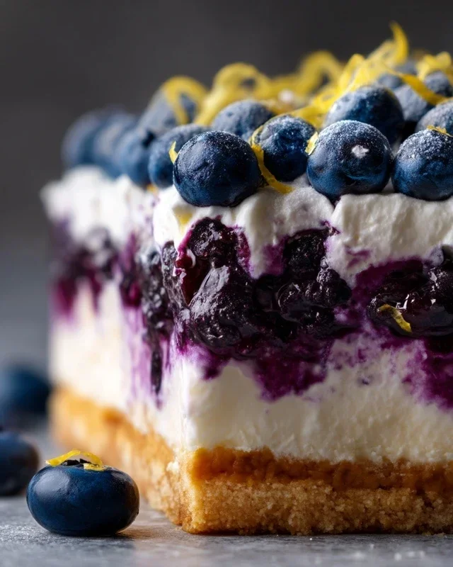 No-Bake Lemon dazzling Blueberry cream Cake
