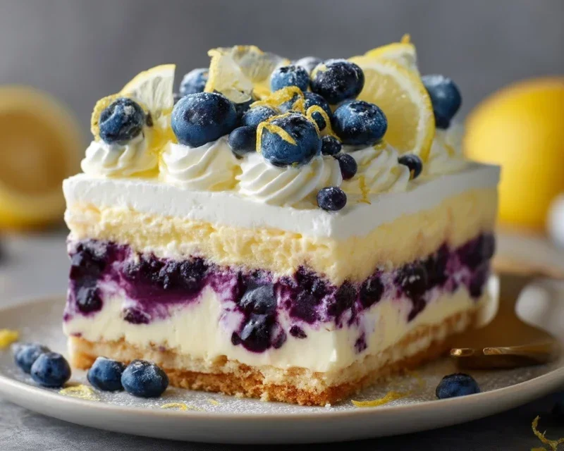 No-Bake Lemon dazzling Blueberry cream Cake