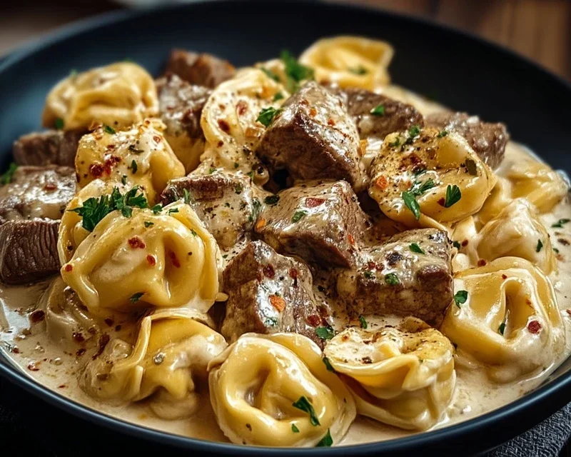 Cracked Garlic Steak Tortellini in Creamhouse Sauce Bliss