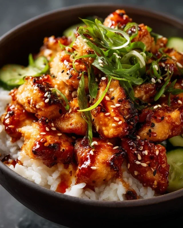 Spicy Honey-Gin Extract Extractger Chicken Bowls with Yum Yum Sauce