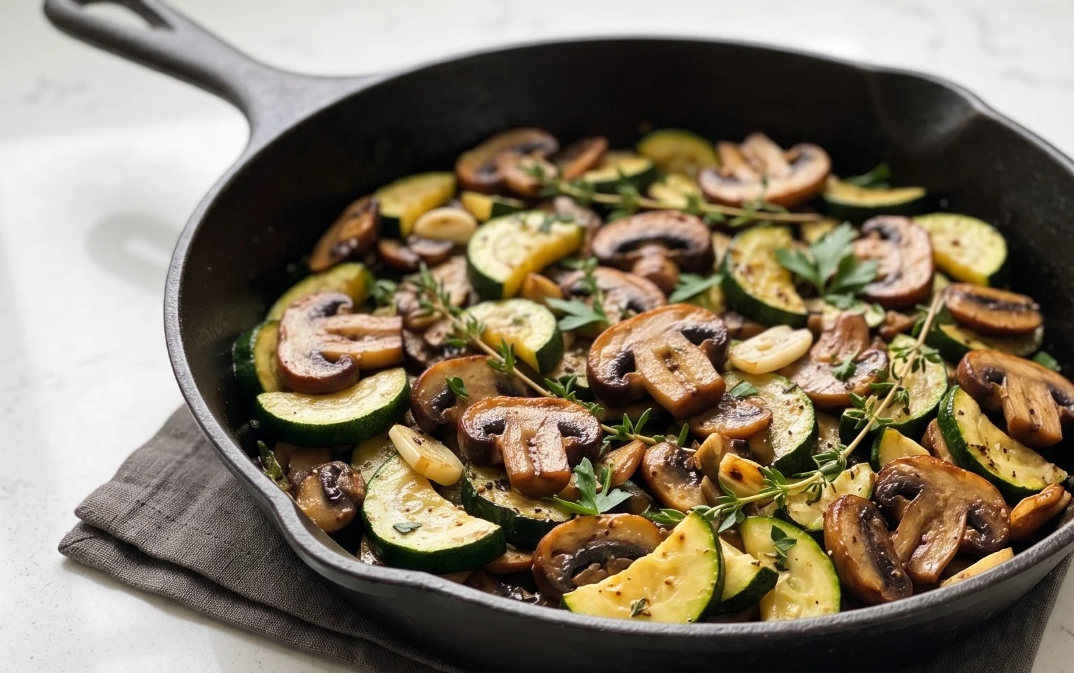 Skillet Zucchini and Mushrooms