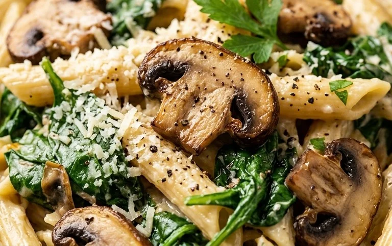 Parmesan Spinach Mushroom Pasta Skillet