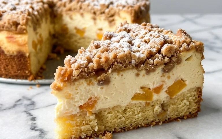 Peach Cream Cheese Cake with Streusel Topping