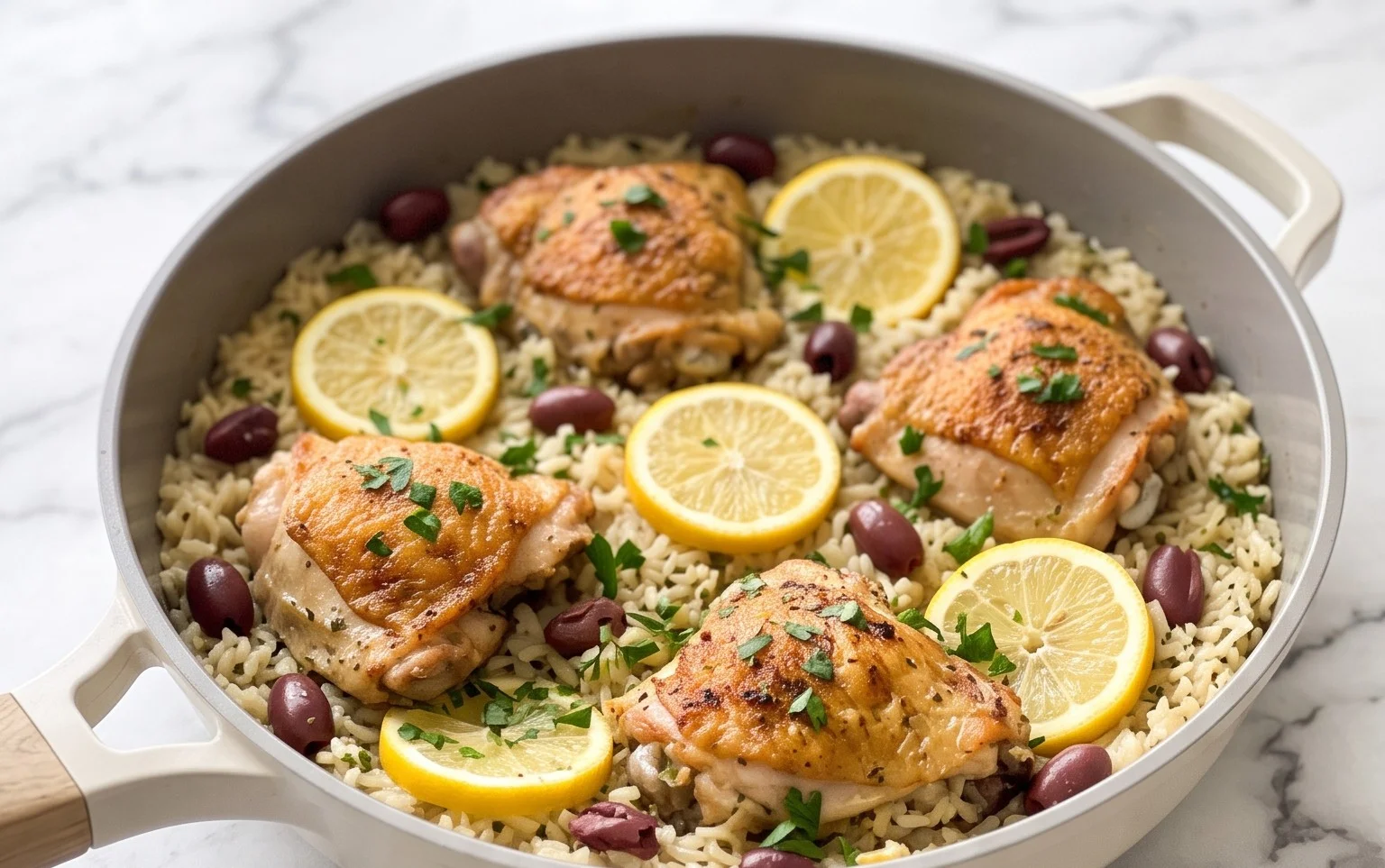 Greek Chicken and Lemon Rice (30 Minutes, One-Pot)