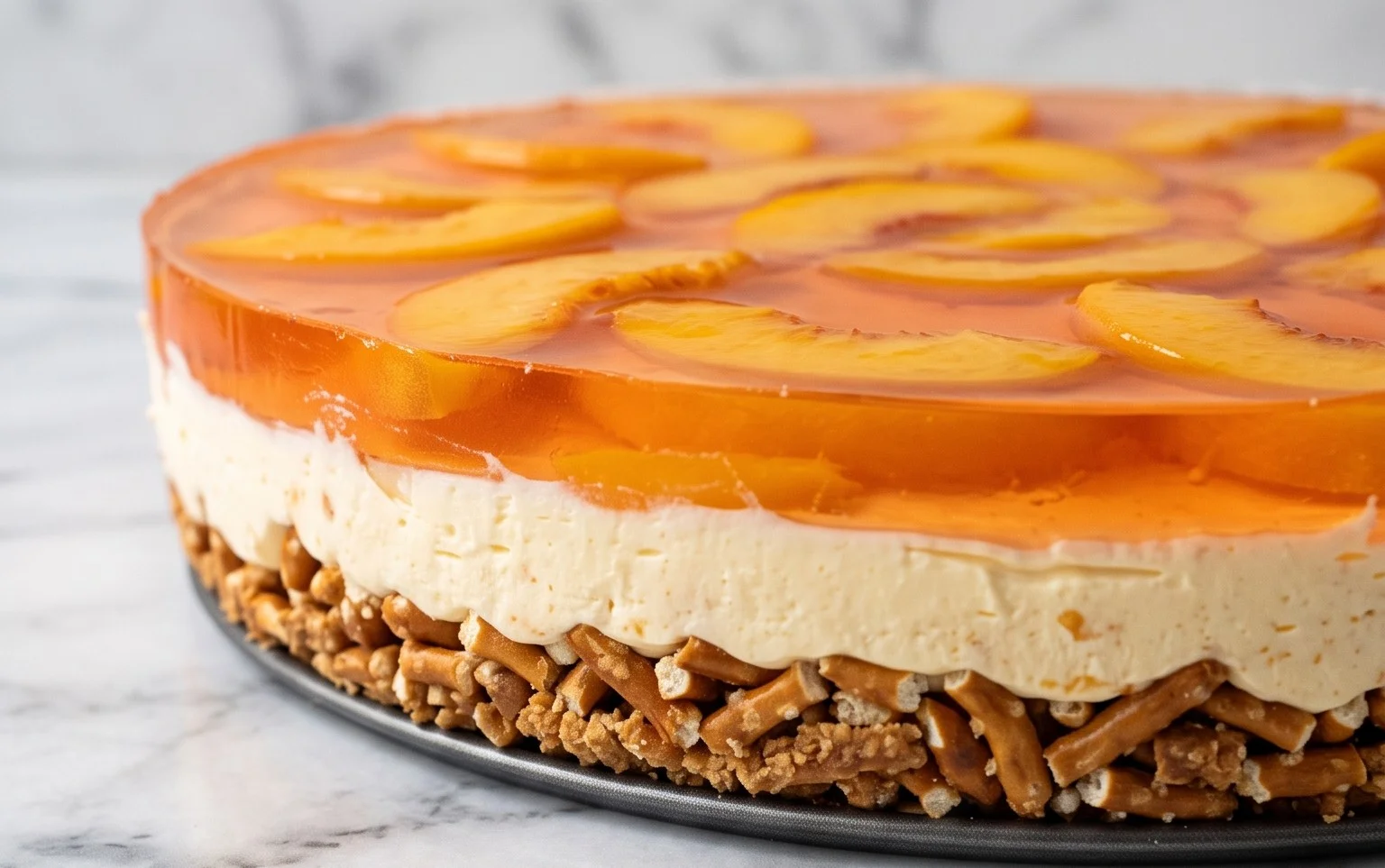 Peach Pretzel Salad Dessert