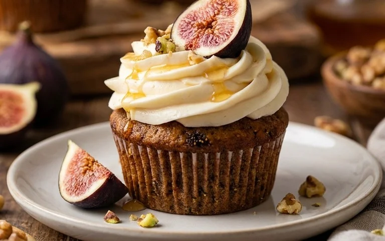 Fig Cupcakes with Honey Cream Cheese Frosting