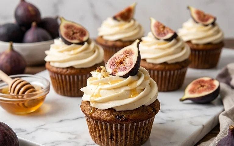 Fig Cupcakes with Honey Cream Cheese Frosting