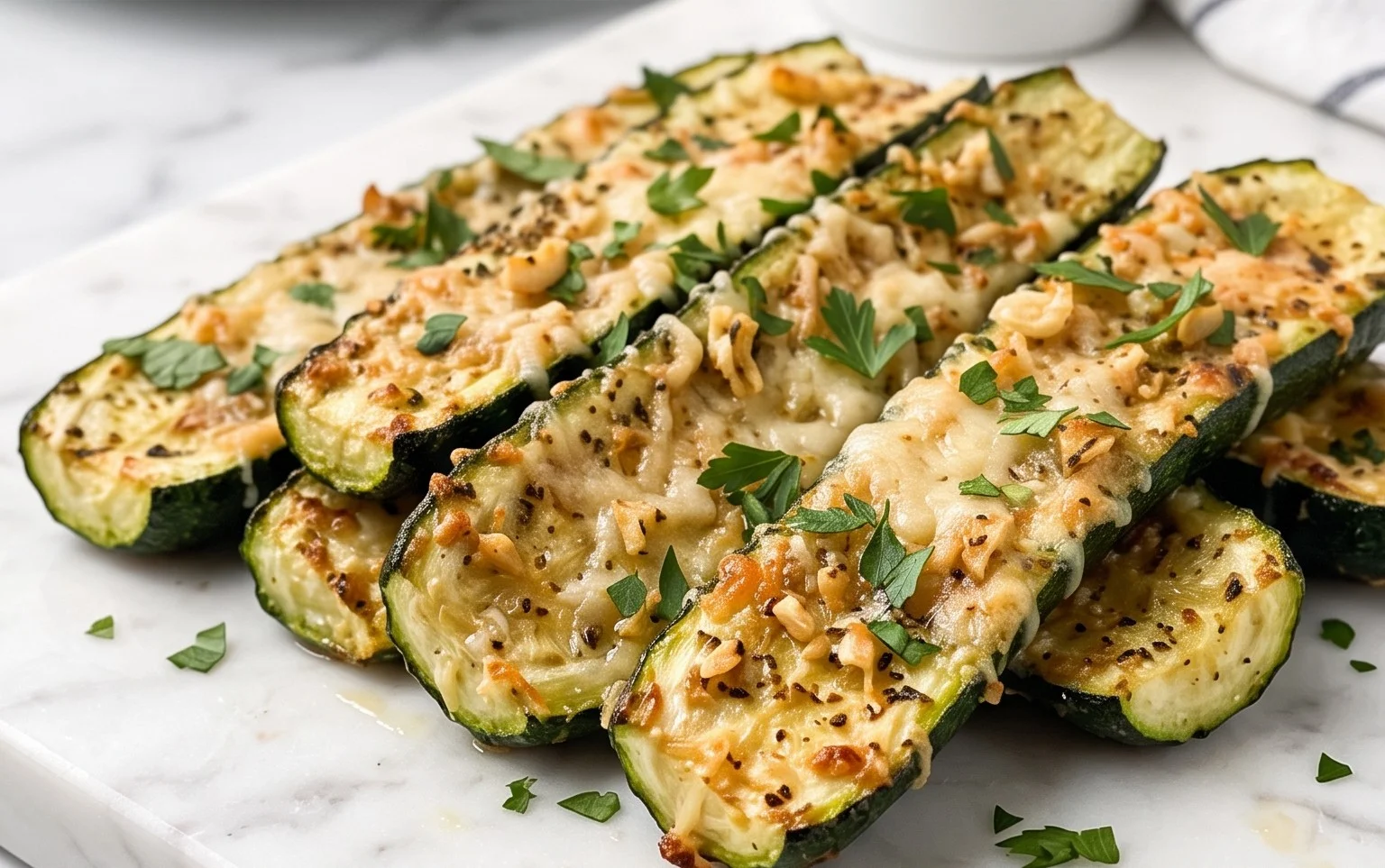 Irresistibly Crunchy Garlic Parmesan Roasted Zucchini