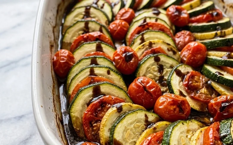 Balsamic Zucchini Tomato Bake